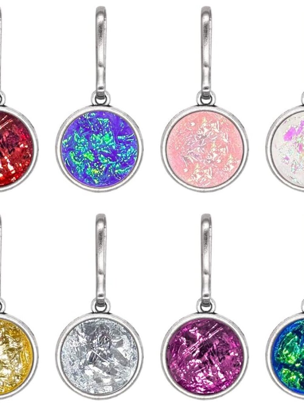 8 Pack Zipper Pulls Charms, Bright Colors Replacement Bling Zipper Pulls, Bling